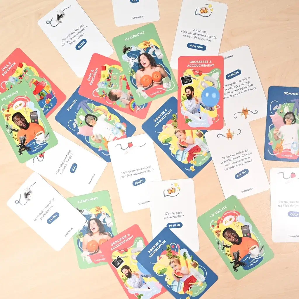 Jeu de société pour jeunes parents sur le thème de la répartie parentale